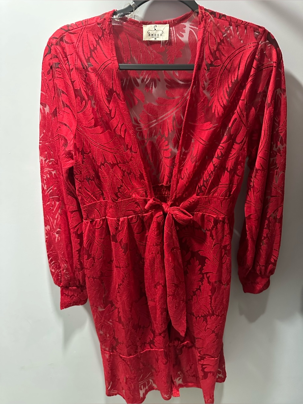 Ember Red Tie-Front Swim Coverup